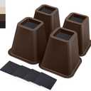 6 Inch Heavy Duty Bed Risers, Furniture Risers for Desk, Chair, Table or Sofa, Couch Lift Risers, Supports up to 2200 lbs per Leg(4 Pack Brown)