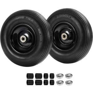 Parts Camp 4.00-6 Tire and Wheel 13" Wheelbarrow Tire 4.00-6 Pneumatic Tires and Wheel For Wheelbarrows Trolley Dolly Garden Wagon tire With 5/8"&3/4" Bore Hole, 3.74" Centered Hub 2 Pack