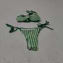 Women's Striped Halter Bathing Suit High Waisted Triangle Colorblock Swimsuit Bikini Set (Green)