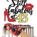 Still Fabulous at 43 Cake Topper,Happy 43rd Birthday Queen High heels Big Red lips Cake Topper,Women 43rd Birthday Party Cake Decorations