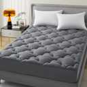 Mattress Topper King Size Pillow Top - Extra Thick Padded Mattress Pad & Protector, Breathable Fitted Deep Pocket 8-21, Ultra Soft & Supportive (Gray Cloud)