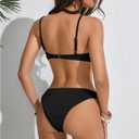 SweatyRocks Women's 2 Piece Bikini Set Striped Print Spaghetti Strap Push Up Swimsuit (Black, M)