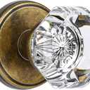 Crystal Door Knobs Interior, Vintage Passage Glass Antique Brass Door Knobs Octagon for Hall Closet