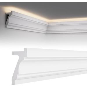 10 Pack 39.37"(Total 32.8 Ft) Ceiling Crown Molding with LED Duct Kit White Decorative Crown Moulding Trim for Seamless Ambient Accent Lighting, Easy LED Trim Moulding Strip Installation