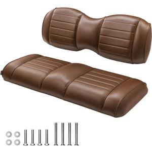 NOKINS Golf Cart Premium Front and Rear Seat Cushion Kit,Seat Back & Seat Bottom Cushion Assembly (Coffee Brown, Fits Aftermarket Standard Rear Seat)