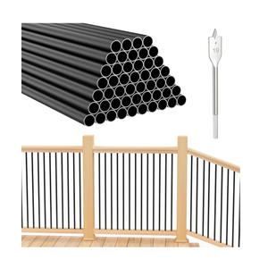 CKE 50 Pack 26" Deck Balusters, Round Aluminum Deck Baluster, 3/4" Diameter Hollow Round Black Aluminum Balusters for Deck Railing, Metal Deck Balusters Staircase Spindles for Railing Fencing