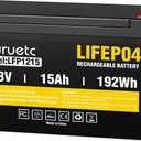 12V 15Ah Deep Cycle LiFePO4 Battery, 3000+ Cycles, Maintenance-Free Battery for Fish Finder, Scooter, Security System, Solar System, UPS etc Rechargeable Lithium Iron Phosphate