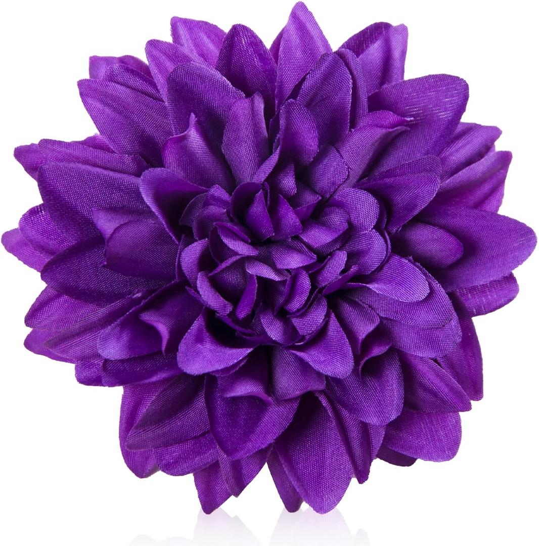 Purple Dahlias Artificial Flowers Bulk, 3.5 Inch Big Fake Dahlias Flowers Heads, 15 Pcs Artificial Silk Faux Flowers Heads for Floral Arrangements, Clothing Accessories, DIY Craft