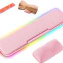 2-in-1 Heated Wrist Rest Set, Ergonomic Memory Wrist Pad with RGB Lights and Non-Slip Base, Keyboard Mouse Wrist Rest for Computer Laptop Office Work and PC Gaming (Pink)