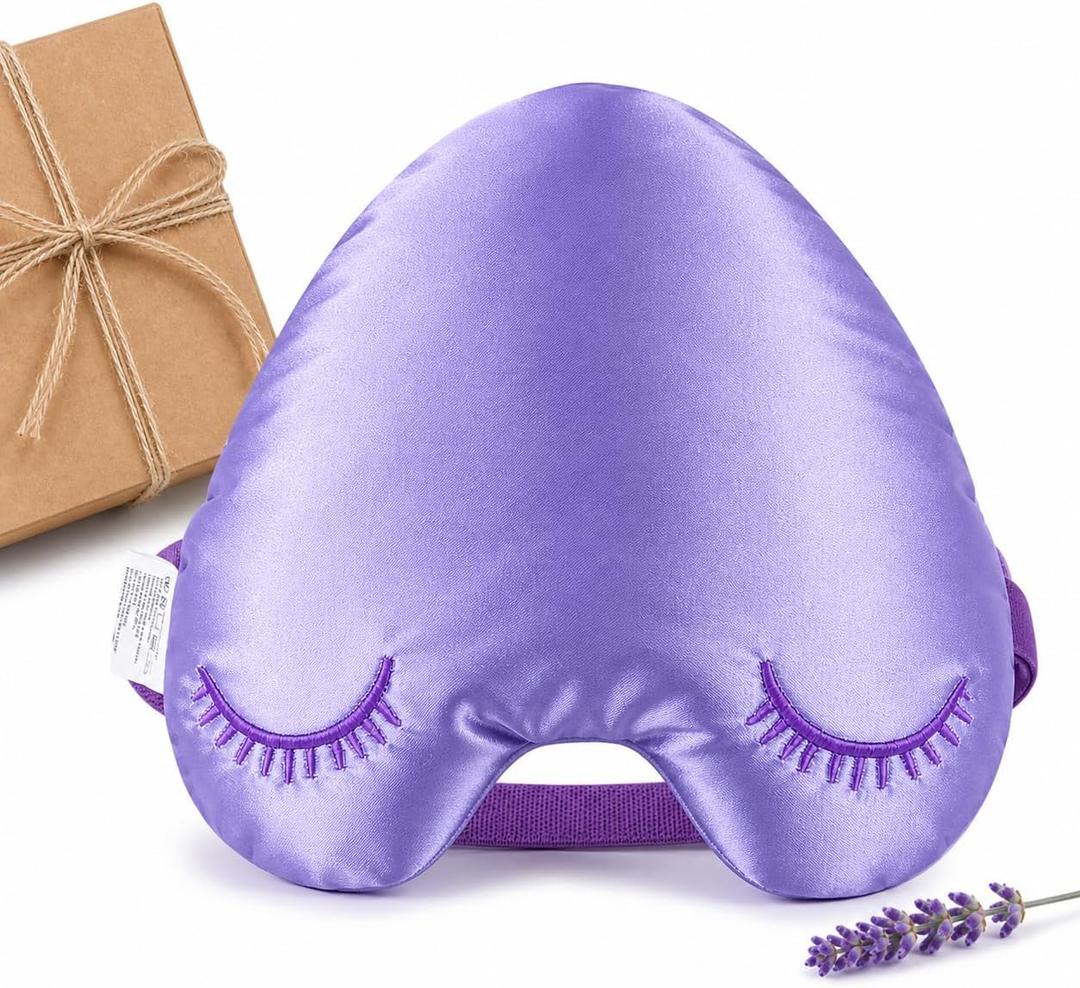 Weighted Eye Mask for Sleeping, Blackout Sleep Mask with Lavender Herbal Filling, Satin Eye Mask for Migraine Relief, Meditation, Relaxation & Stress Relief for Women