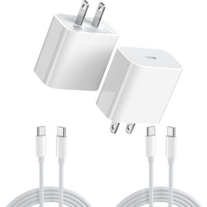 iPhone Charger Fast Charging 2 Pack 30W Type C Wall Charger Block with 2 Pack USB C Cable for iPhone 16/15/14/13 Pro Max/11/Xs Max/XR/X, AirPods Pro (White, 2 Pack)