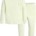 moimoln 6M-8Y Modal Cotton Solid Soft Breathable Baby Toddler Boys Girls Snug fit Pjs Long Sleeve Pajamas Set Sleepwear Daily (6-12 Months, Pale Green)