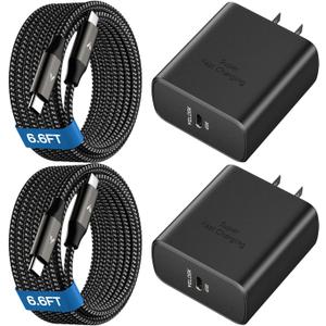 45W Super Fast Charger USB C, 45 Watt Type-C Android Phone Charger Fast Charging Block with 6.6FT Type C Cords for Samsung Galaxy S25 Ultra/S24 Ultra/S24+/S23 Ultra/S23+/S22 Plus/S20, Tab S9/S8 Ultra