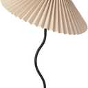 KUNJOULAM Small Pleated Table Lamp, Bedside Nightstand Lamp with Beige Lampshade Black Base, Morden Mini Lamp for Bedroom Home Office Decor, E12 Bulb Included