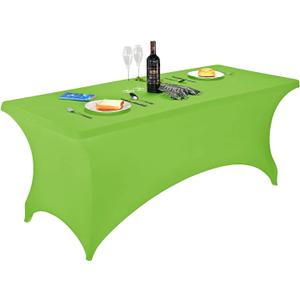 LZY Spandex Fitted Stretch Table Cover for 6 ft or 4ft or 8ft Folding Table, Rectangular Cocktail Tablecloth, Perfect for Party or Banquet (Apple Green)