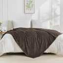 Bnuitland Brown Fleece Throw Blanket for Couch, 300GSM Soft Warm Cozy Fluffy Throw for Adults & Kids, Stripe Pattern 60"x80", All Season Sofa Bed Blanket for Home Decor