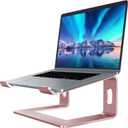 SOUNDANCE Laptop Stand, Aluminum Computer Riser, Ergonomic Laptops Elevator for Desk, Metal Holder Compatible with 10 to 15.6 Inches Notebook Computer, Gold Pink