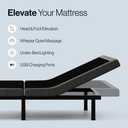 Adjustable Comfort Upholstered Adjustable Bed Base 2.0 with Upgraded Motors, Massage, Wireless Remote, USB Port-Ergonomic Head and Foot Inclines, Twin XL