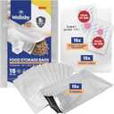 Wallaby 15 Count 5-Gallon Mylar Bags with 2500cc Oxygen Absorbers, 10 Mil Total Thickness Long-Term Food Storage Pouches, 20x30 Resealable Zipper Heat-Sealable Airtight Packaging - Silver