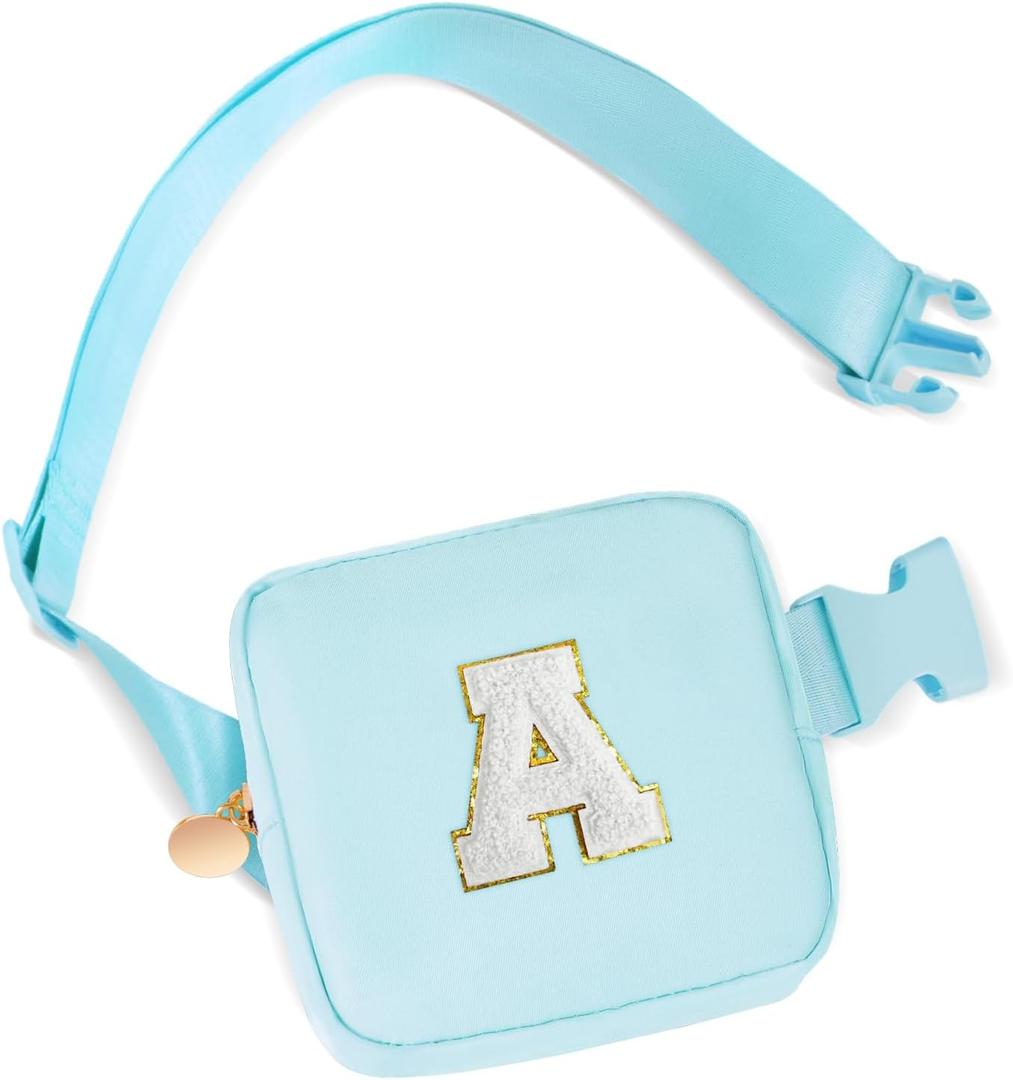 Mini Belt Bag Fanny Pack Small Crossbody Bags with Initials Cute Stuff Birthday Gifts for Teenager Girls Trendy Stuff for Teens - A,Blue Bag