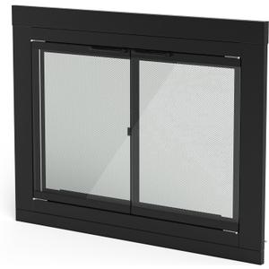 Stanbroil Fireplace Glass Cabinet-Style Door, Black Finish, Large, Decorative Fireplace Screen Door for Fireplace Accessories