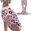 Kuoser Dog Recovery Suit for Dogs After Surgery,Professional Surgical Onesie for Female Male Dogs Spay Neuter,Soft Dog Surgery Suit Bodysuit for Abdominal Wounds Skin Disease,Pink Leopard XL (X-Large (Back: 20.1" - 24.8"; Weight: 42 - 75LB))
