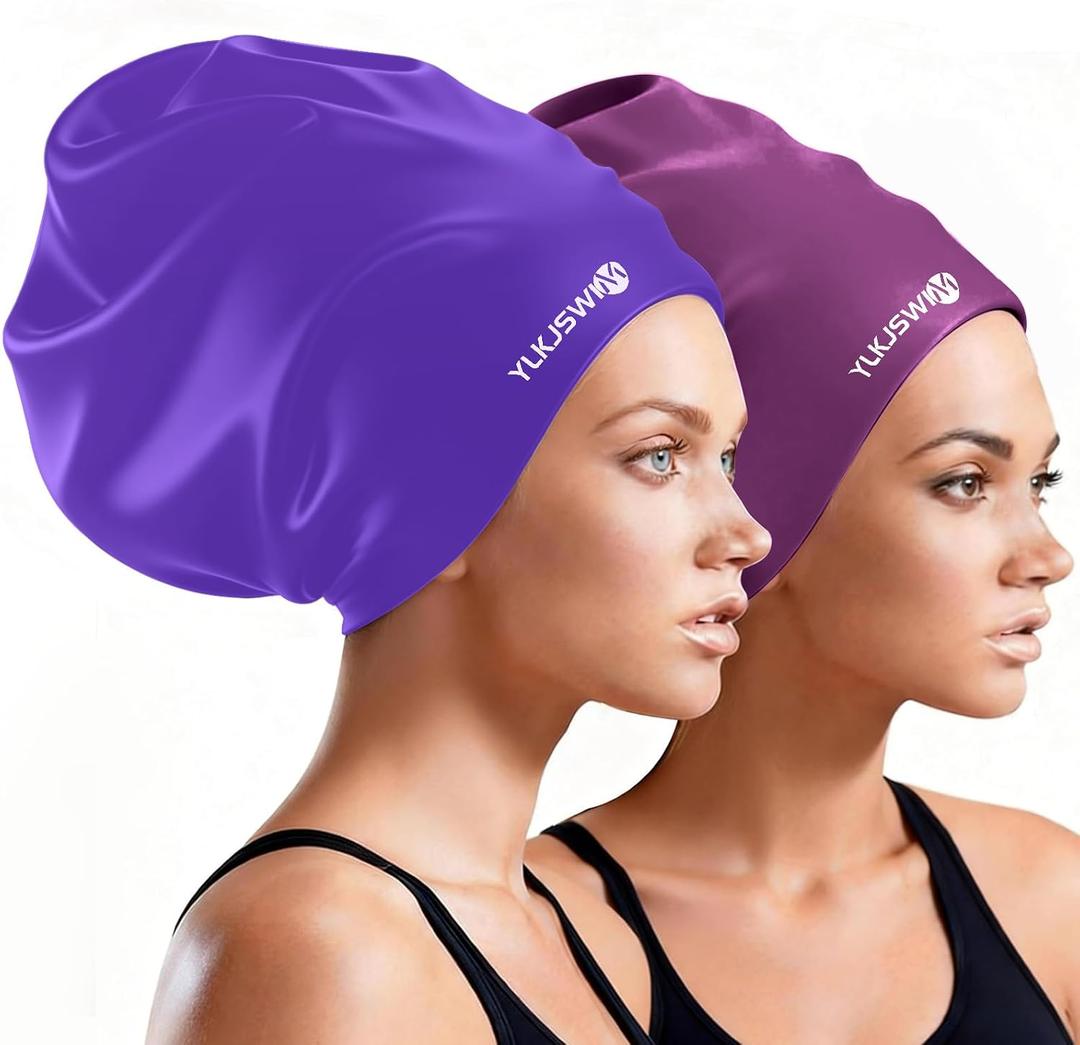 Extra Large Swim Cap for Braids and Dreadlocks Women Men, Waterproof Silicone Pool Swimming Cap for Adult with Long Thick Curly Weaves Afro Hair Extensions Keep Hair Dry