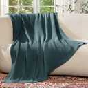 Blunique 100% Cotton Cable Knit Throw Blanket, Lightweight Soft Knit Blanket for Sofa Couch Bed, Breathable All-Season Throw, Cozy Decorative Blanket, 50 x 60 Inch,Teal