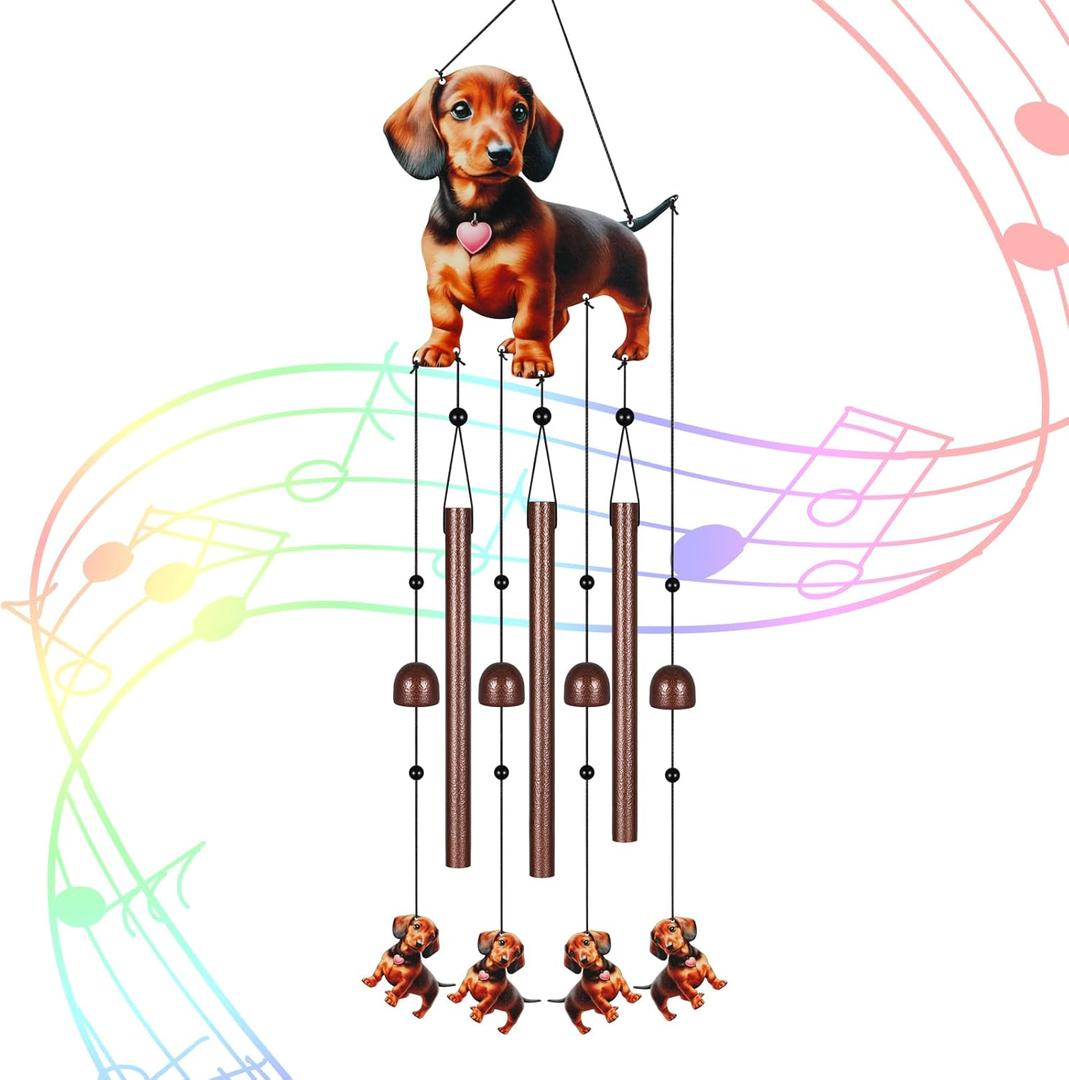 Gifts for Mom, Wind Chimes for Outside Perfect for Outdoor Gardens Patios Home Decor, Features Melodious Tones Create a Zen Atmosphere, Retirement Gifts for Women Men(Colorful Dachshund)