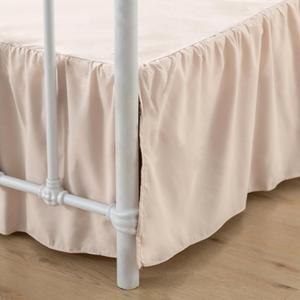 Bed Skirt King Size Ruffled Bed Skirts with Split Corners,12 Inch Drop Dust Ruffle Bed Skirt with Platform, Cream, 12" King (12''King, Cream)