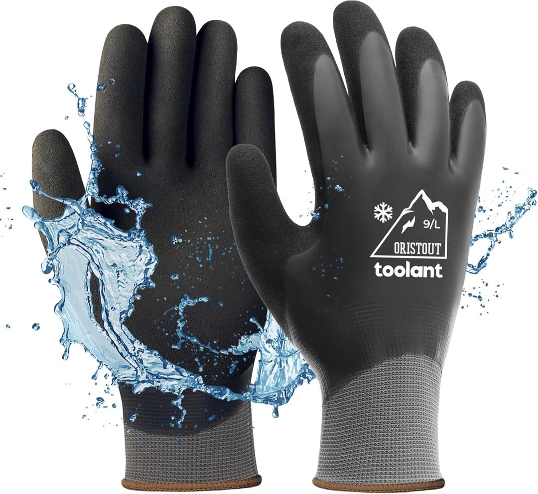 OriStout Winter Work Gloves for Men and Women, Touchscreen, Waterproof Gloves for Working in Freezer, Fishing and Gardening, Thermal Insulated, Super Grip, Grey, Large (Large (Pack of 1))