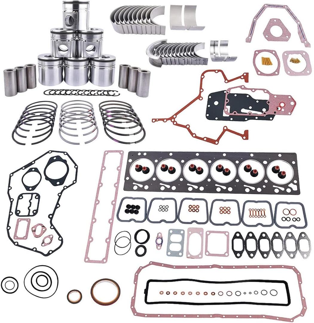Flynsu Piston Bearings Pins Rings Engine Gasket Kit Replacement for 1994-1998 Dodge Ram 1500 2500 3500 5.9L Diesel C-ummins 6BT 12V 3928673 4089649 4893693