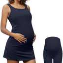 Bhome Maternity Golf Dress Summer with Shorts and Built in Bra for Women L