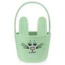 Teenyyou Woven Easter Baskets Woven Bunny Baskets with Handles Eggs Hunt Bucket Rabbit Cotton Rope Basket Baby's First Easter Basket Gift for Toddler Boys Girls(Macaron Green)