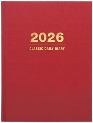 2026 Professional Hardcover Daily Diary Journal and Planner, 6.25"x8.25" (Red)