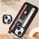 LOVE LIFE STYLE ON Compatible with iPhone 14 Wallet Case with Card Holder - Designer Cassette Tape Pattern Kickstand Magnetic Clasp Back Flip Folio Leather Phone Covers for Women Men Girls