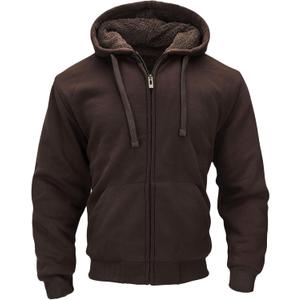 Sherpa Lined Hoodies for Men Heavyweight Full Zip Up Sweatshirt Thick Fleece Jackets Winter Warm Coats, L