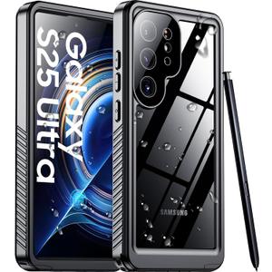 Temdan Designed for Samsung Galaxy S25 Ultra Case Waterproof, Built-in Lens & Screen Protector Military Grade Shockproof Dropproof IP68 Underwater Full Body Phone Case for Galaxy S25 Ultra 6.9"-Black