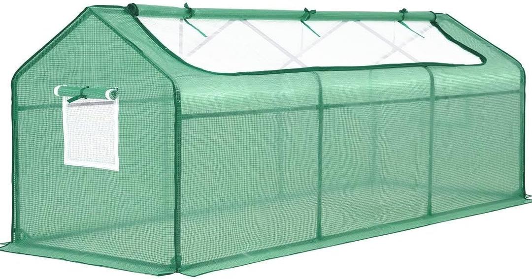 Quictent Mini Greenhouse, Portable Quick-Setup Small Tabletop Waterproof UV Protected PE Cover Shelter for Outdoors/Indoors W/ Raised Base for Garden Plant Seed Starting, 8 Stake, 95"x36"x36", Green