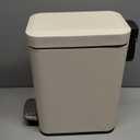 1.3 Gallon Slim Small Trash Can with Lid Soft Close, Stainless Steel Garbage Can for Bathroom Bedroom Office, Rectangular Step Trash Bin with Removable Inner Waste Basket (Beige)