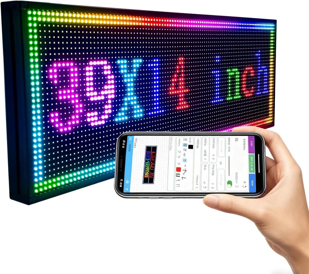 P10 Programmable LED Sign 39x14 Inch, Full Color WiFi Scrolling Message Board for Business Storefront, Indoor Outdoor Digital Display for Shops, Restaurants, Offices, Indoor/Outdoor39"x14"