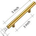 Ravinte 35 Pack 5 Inch Cabinet Pulls Brushed Brass Stainless Steel Kitchen Drawer Pulls Cabinet Handles 5Length, 3 Hole Center
