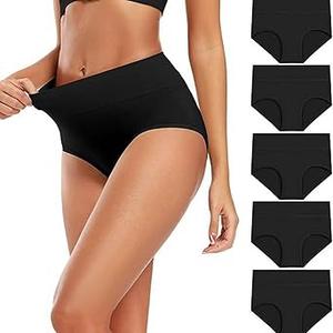 Panties for Women 5 Pack Tummy Control High Waist Underwear Solid Slimming Full Coverage Briefs Butt Lifting Panty L