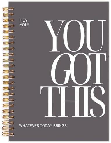 Yhtrg You Got This Inspirational Notebooks Journal, Grey Motivational Spiral Journal Notebook for Women, Grey Motivational Positive Notebooks for Office School Supplies, 5.5x8.3 Inch