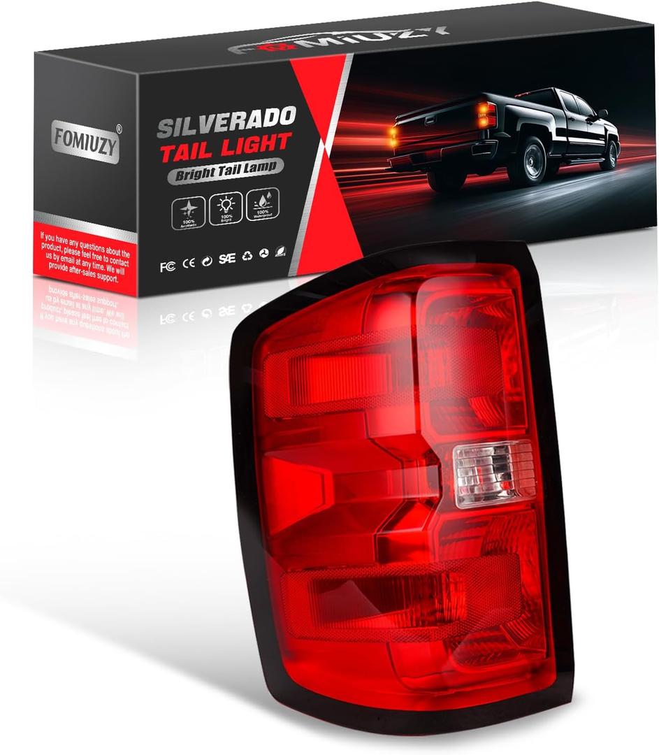 Tail Lights Assembly Left Driver Fit Chevy Silverado 1500 2014 2015 Chevrolet 2500 3500 HD 2500HD 3500HD Rear Brake Turn Signal Back Up Bulb Taillight Replaces GM2800261 23141274