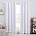 HOMEIDEAS Linen Curtains Pure White 26x68 Inch