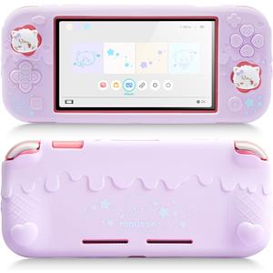 GeekShare Silicone Protective Shell Compatible with Switch Lite, Sweet Soft Ice Cream Cover Case for Switch Lite with 2 Thumb Grip Caps - Purple Mikko