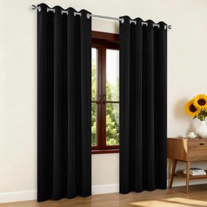 Joydeco Blackout Curtains for Bedroom 95 Inch, Black Curtains with Grommets, Noise Reducing Energy Saving Wrinkle-Free Thermal Insulated & Room Darkening Drapes for Living Room, 2 Panels