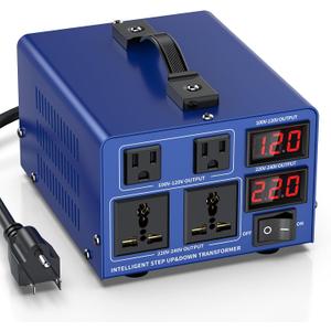 1500 watt Voltage Conversion Transformer Heavy-Duty Step-up/Step-Down AC 110V/120V/220V/240V Power Conversion, with resettable Circuit Breaker Protection, with US Power Cord, LCD Display