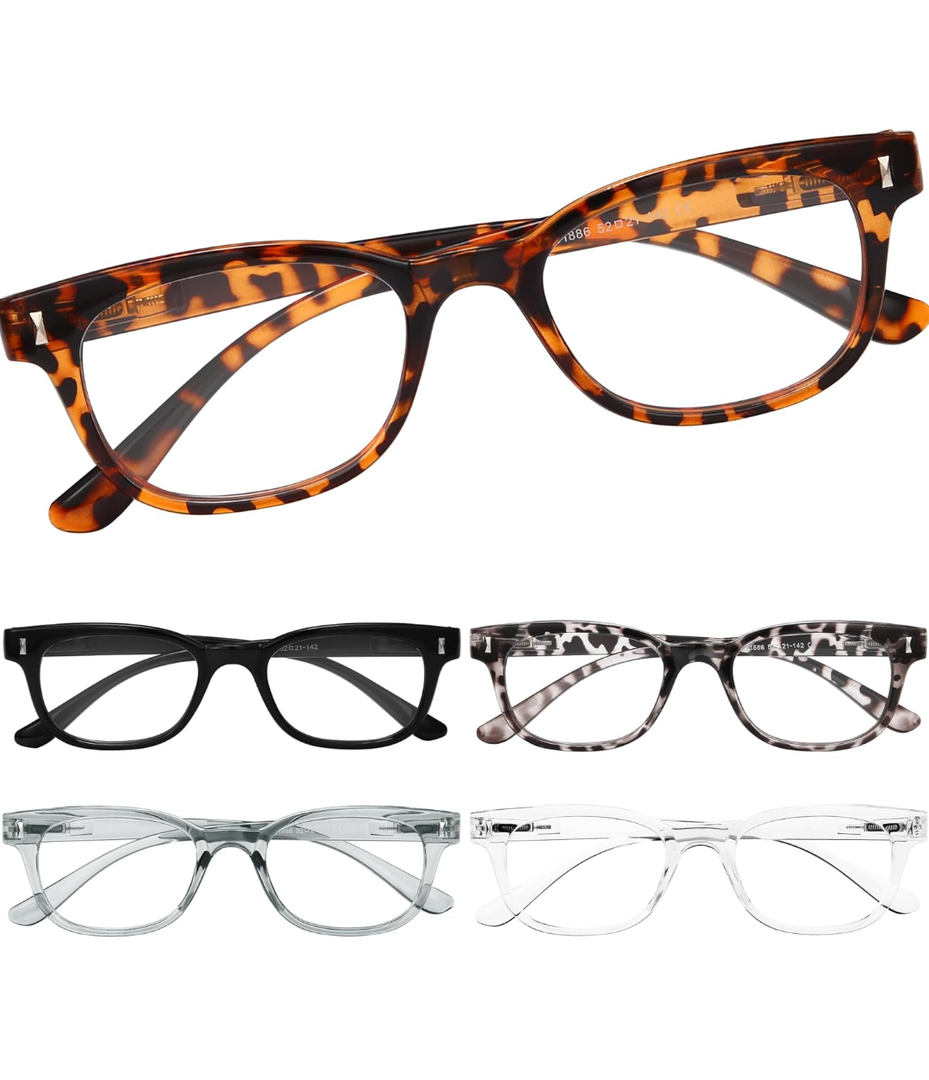 BLS BLUES 5 Packs Reading Glasses for Women Blue Light Blocking, Vintage Computer Eyewear, +1.0